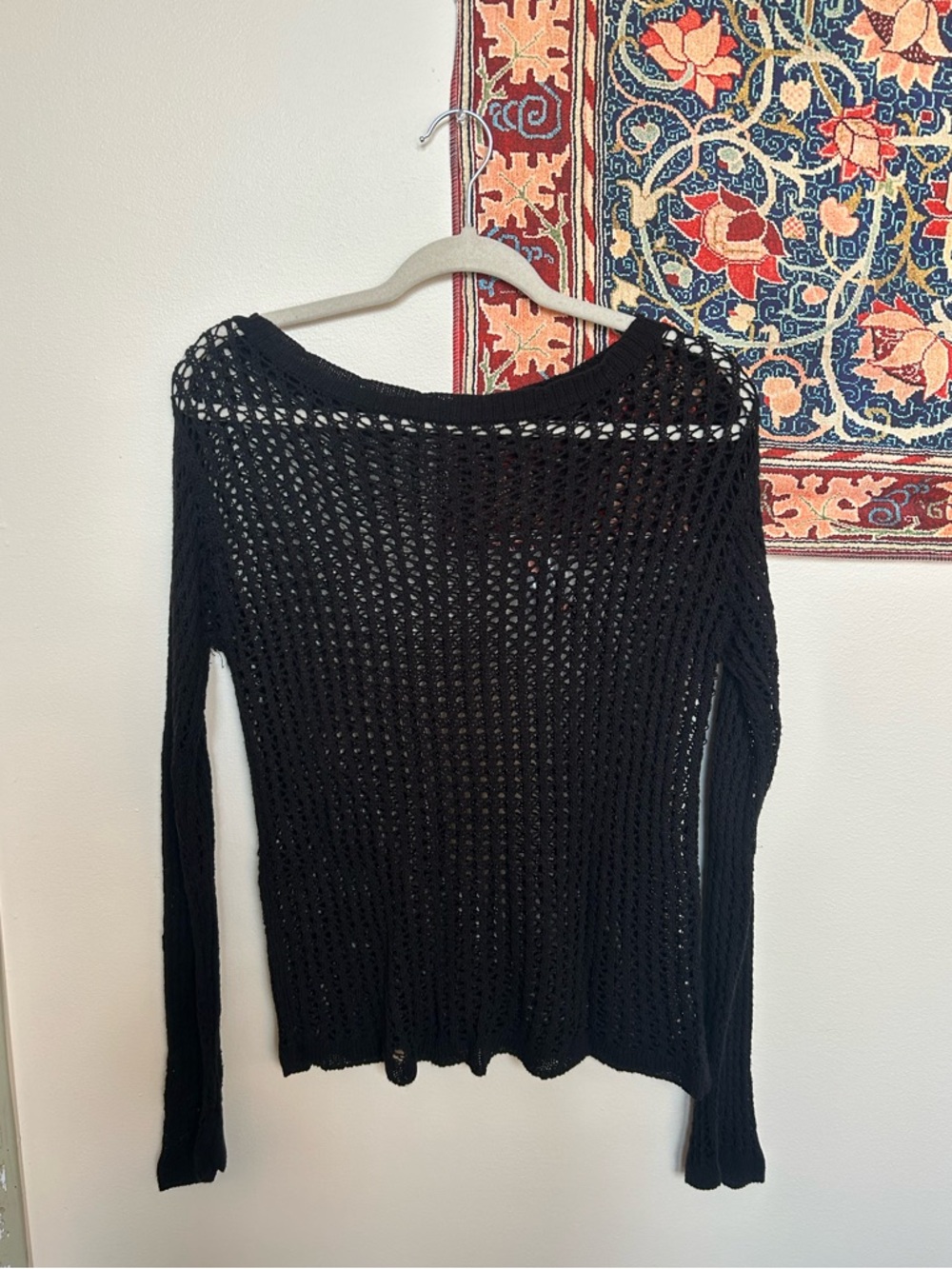 Cute grunge open knit black sweater